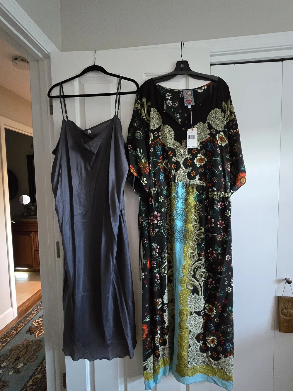 Johnny Was 3XLBoho Black Floral Printed Maxi Dress with Gold & Turquoise Accents - Picture 9 of 10
